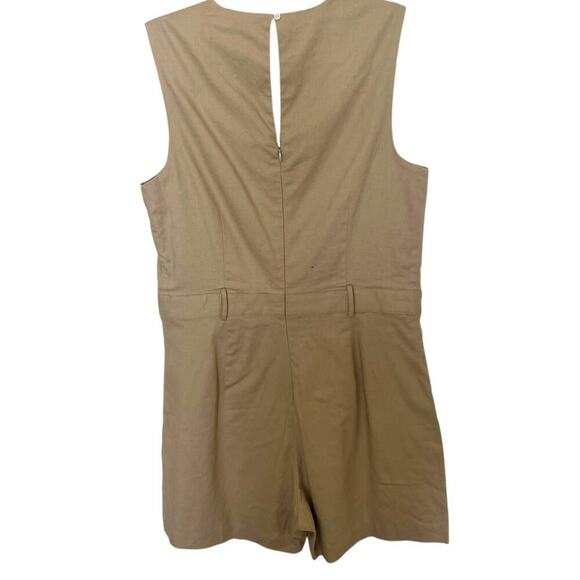 Banana Republic Factory Women's Linen Blend Safari Romper Beige Size 10 - Picture 3 of 10